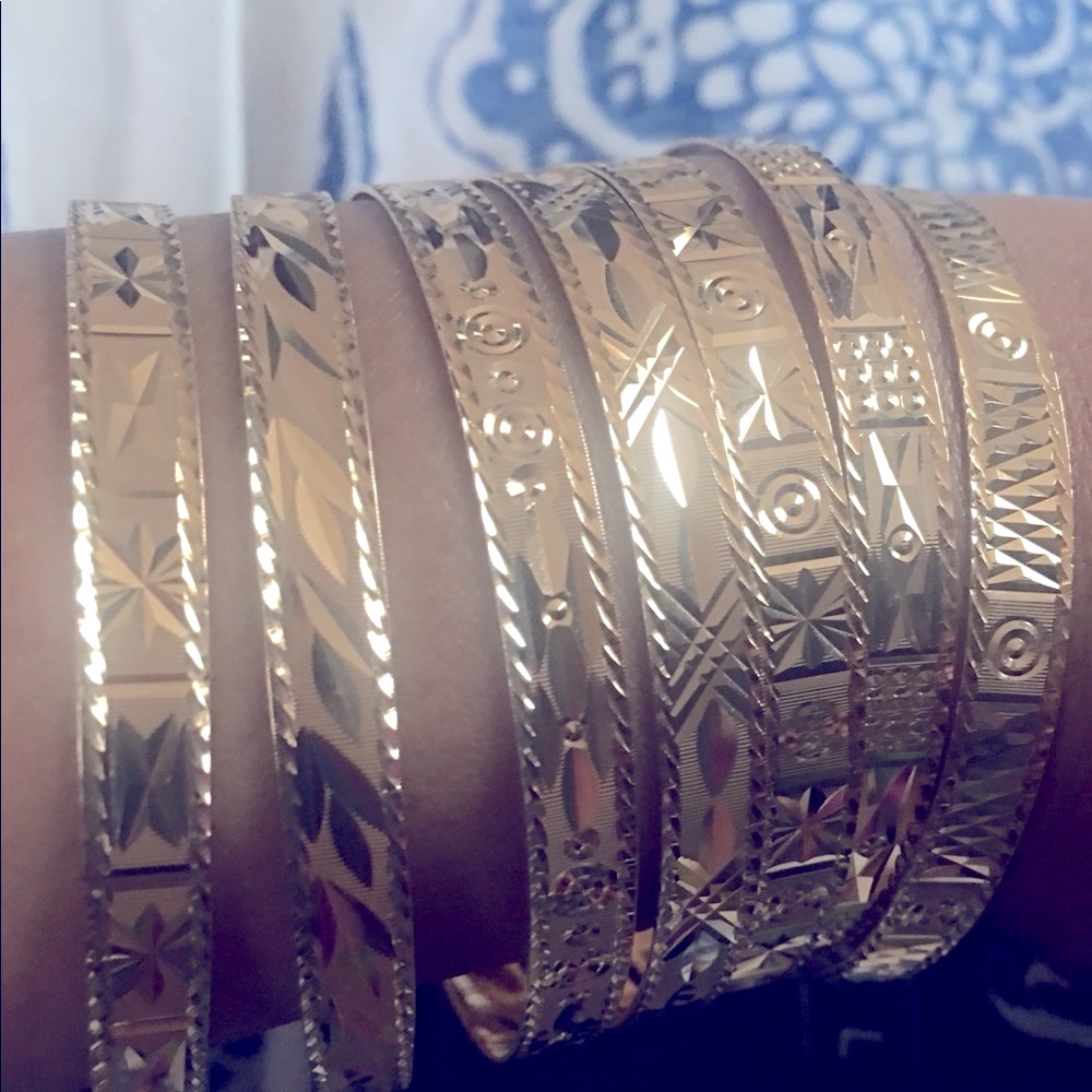 18k solid gold 7 days bangles set - Picture 4 of 9